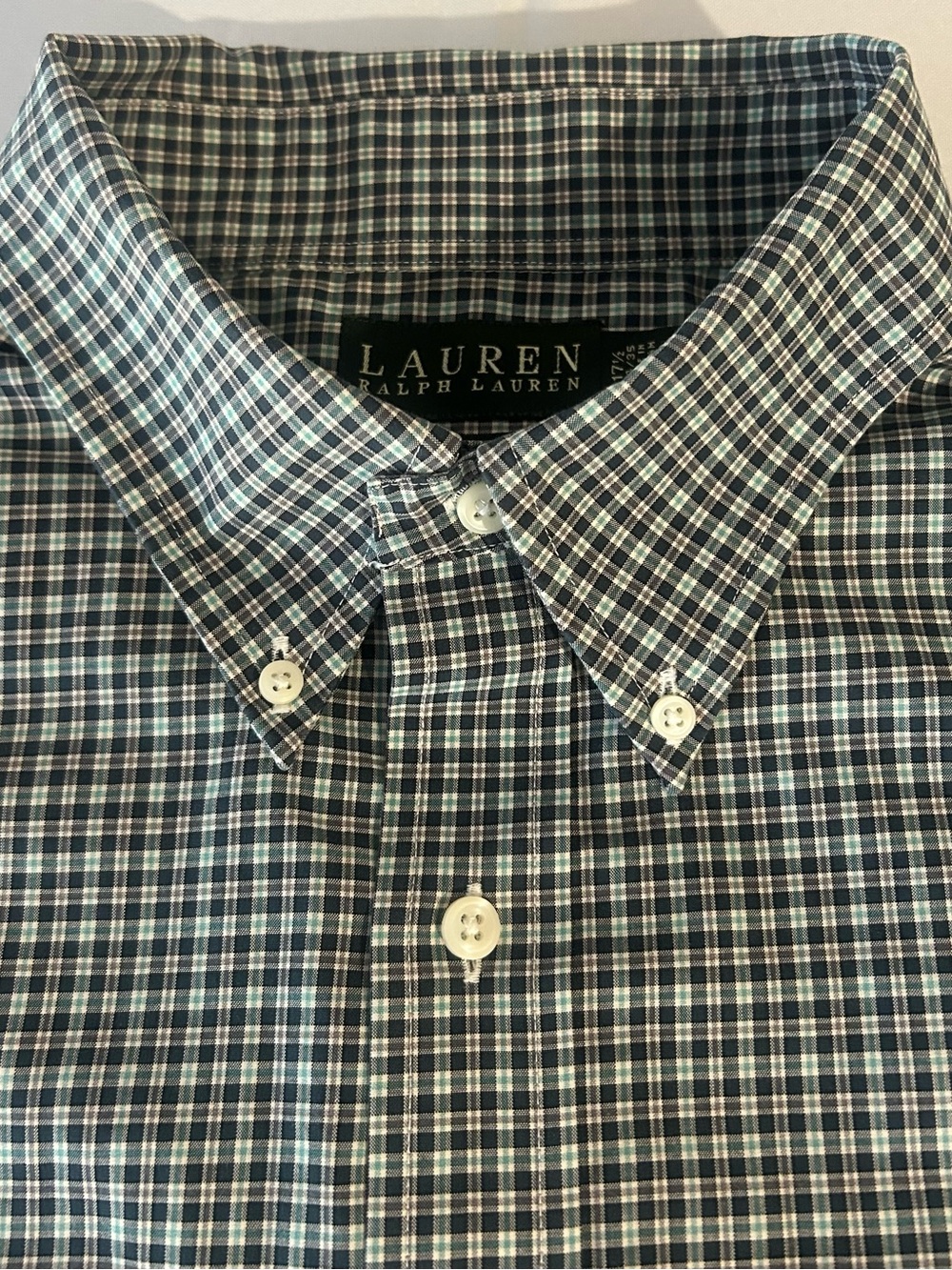 Lauren Ralph Lauren Green and Blue Plaid Button-Down Shirt